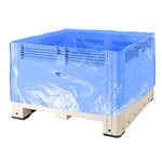 Blue pallet bin liner bag made from food-grade virgin LDPE, ensuring hygienic storage.