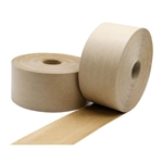 Roll of reinforced gummed water activated paper tape with cross-woven filaments for heavy-duty packaging