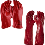 This Is An Image Of Red Pvc Chemical Gloves | ABL Distribution Pty Ltd