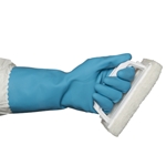 This is an image of Blue Rubber Gloves Silver Lined from ABL Distribution Pty Ltd