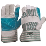 Green & Grey Cotton Back Leather Gloves from ABL Distribution