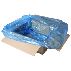 Durable blue carton liner providing protective packaging for clean and safe shipping