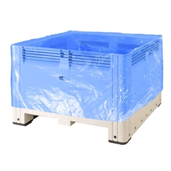 Blue pallet bin liner bag made from food-grade virgin LDPE, ensuring hygienic storage.