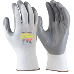 Click here to view larger image Maxisafe White Knight Glove GNF124 with grey foam nitrile palm coating
