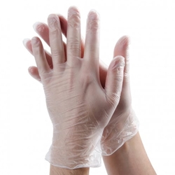 This Is An Image Of Clear Unpowdered Disposable Vinyl Gloves From ABL Distribution Pty Ltd