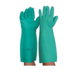 This Is An Image Of Nitrile Unlined 45Cm Chemical Gloves from ABL Distribution Pty Ltd