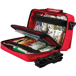 This is an image of Portable Soft Case First Aid Kits with compartments and shoulder strap from ABL Distribution Pty Ltd