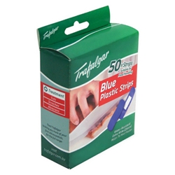 This is an image of Blue plastic strips, visually and magnetically detectable band aids that are great for the food industry from ABL Distrubution Pty Ltd