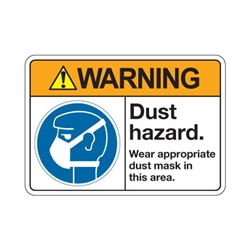 This is an image of  Warning - Dust Hazard